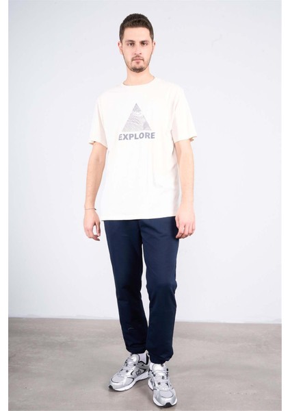 Çetinkaya Mentality 3959 Bisiklet Yaka Penye Regular Baskılı Tshirt Koyu Krem fiyatları