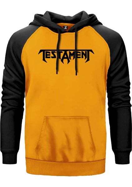 Testament Logo Text Sarı Renk Reglan Kol Kapşonlu Sweatshirt