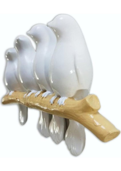 Dal Üstünde Dört Adet Sevimli Kuşlar Duvar Dekoru Biblo modelleri