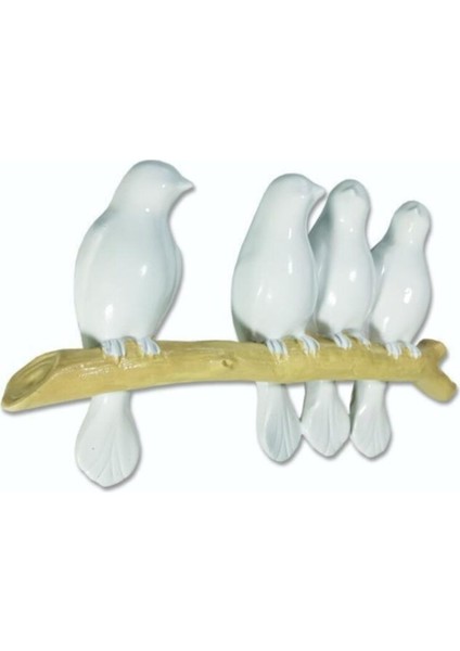 Dal Üstünde Dört Adet Sevimli Kuşlar Duvar Dekoru Biblo fırsatları