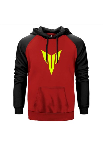 Yamaha Neon Logo Kırmızı Renk Reglan Kol Kapşonlu Sweatshirt