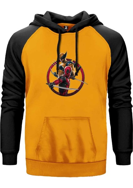 Deadpool Wolverine Movie Sarı Renk Reglan Kol Kapşonlu Sweatshirt