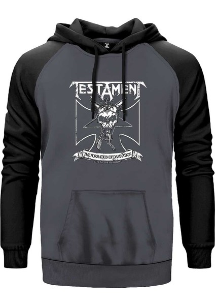 Testament Trending Gri Renk Reglan Kol Kapşonlu Sweatshirt