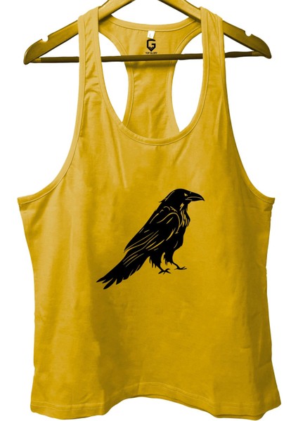 Crow Sarı Gym Fitness Tank Top Sporcu Atleti
