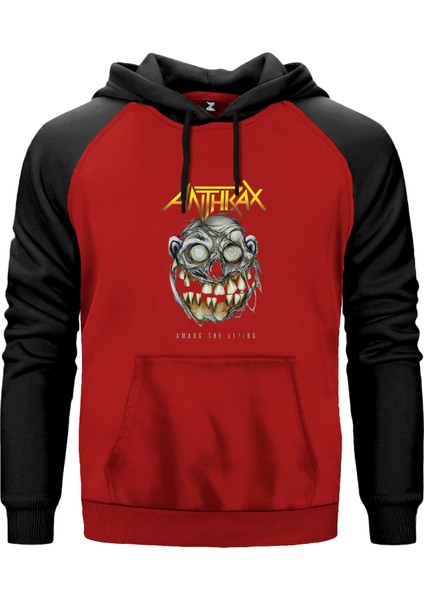 Anthrax Amung The Living Kırmızı Renk Reglan Kol Kapşonlu Sweatshirt
