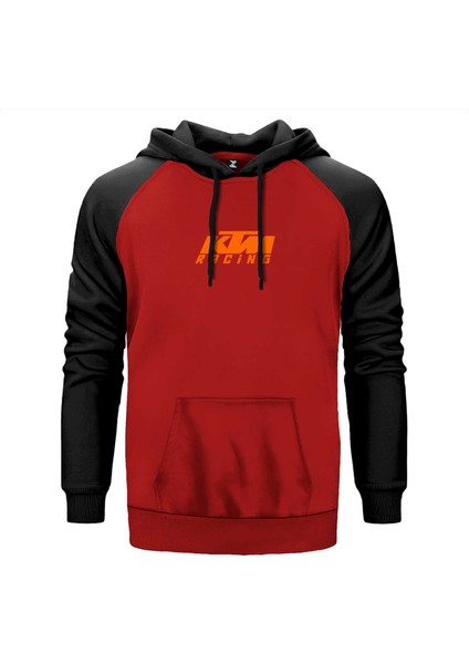 Ktm Racing Orange Logo Kırmızı Renk Reglan Kol Kapşonlu Sweatshirt
