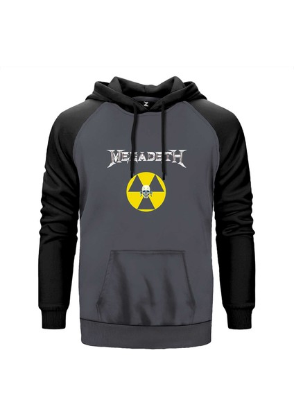 Megadeth Nuclear Radioactive Gri Renk Reglan Kol Kapşonlu Sweatshirt