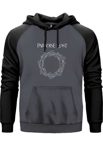 Paradise Lost Logo Gri Renk Reglan Kol Kapşonlu Sweatshirt