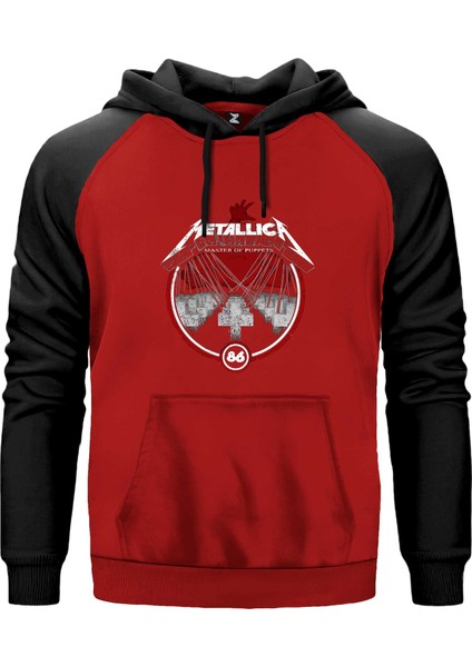 Metallica Master Of Puppets Albums Kırmızı Renk Reglan Kol Kapşonlu Sweatshirt