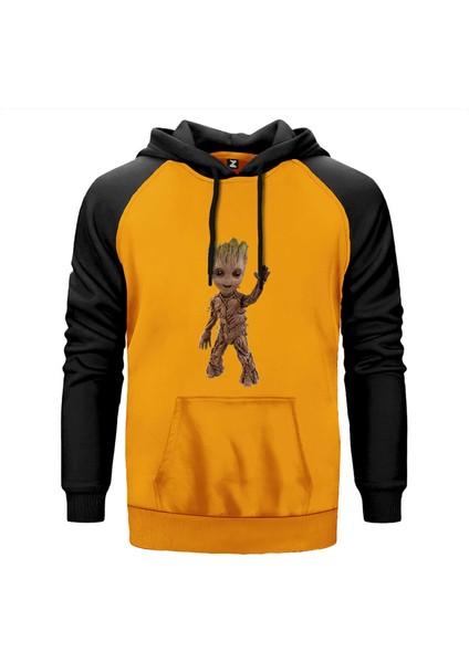 Groot Baby Sarı Renk Reglan Kol Kapşonlu Sweatshirt