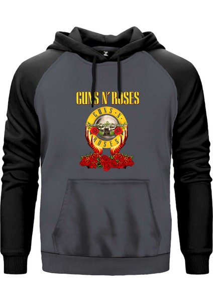 Guns N Roses Hands And Light Gri Renk Reglan Kol Kapşonlu Sweatshirt