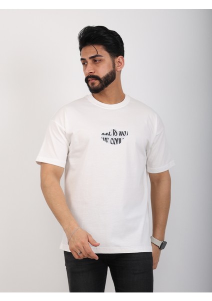 Erkek Bisiklet Yaka Baskılı Oversize Tişört modelleri