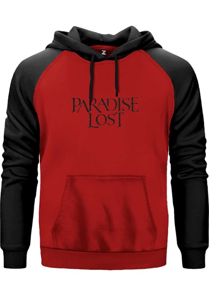 Paradise Lost Kırmızı Renk Reglan Kol Kapşonlu Sweatshirt