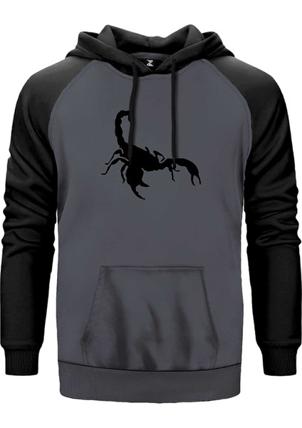 Scorpions Logo White Gri Renk Reglan Kol Kapşonlu Sweatshirt