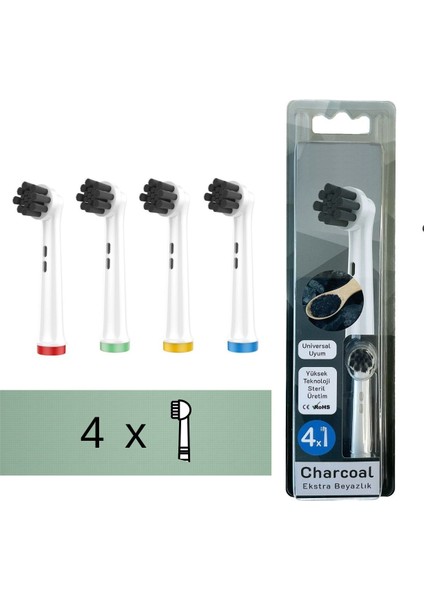 Charcoal - Ekstra Beyazlık Yedek Diş Fırçası Başlığı