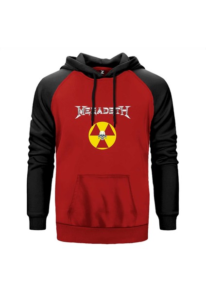 Megadeth Nuclear Radioactive Kırmızı Renk Reglan Kol Kapşonlu Sweatshirt