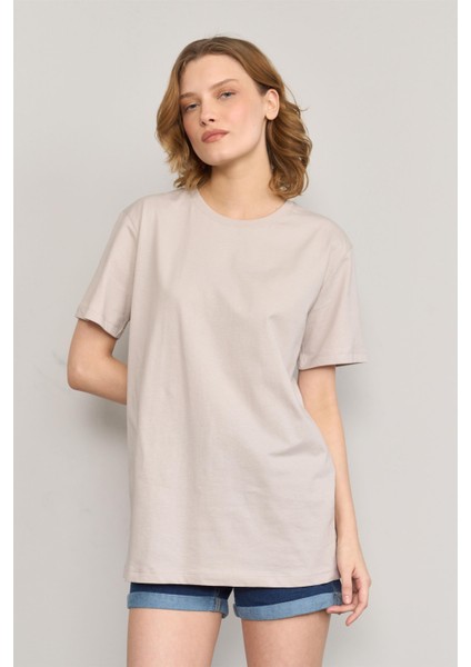 Çetinkaya Fithit 3264 Bayan Bisiklet Yaka Basic T-Shirt Vizon