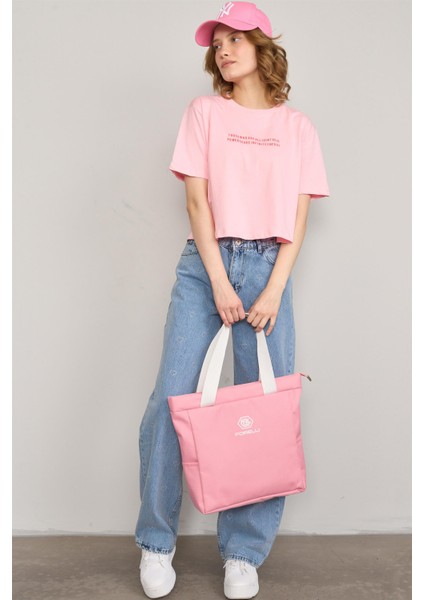 Çetinkaya Fithit 8363 Bayan Bisiklet Yaka 30/1 Penye Regular Crop T-Shirt Açık Pembe fiyatları