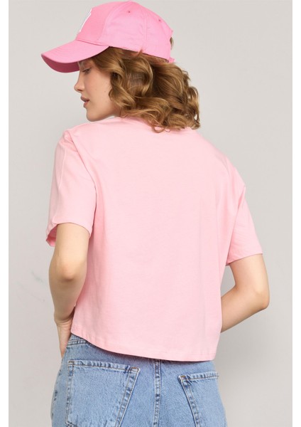 Çetinkaya Fithit 8363 Bayan Bisiklet Yaka 30/1 Penye Regular Crop T-Shirt Açık Pembe fırsatları