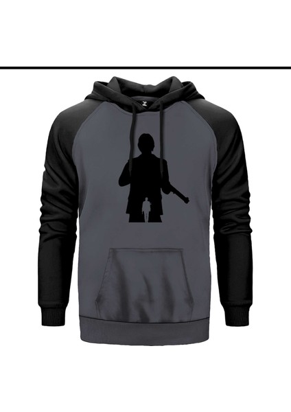 John Wick Chapter 4 Black And White Gri Renk Reglan Kol Kapşonlu Sweatshirt