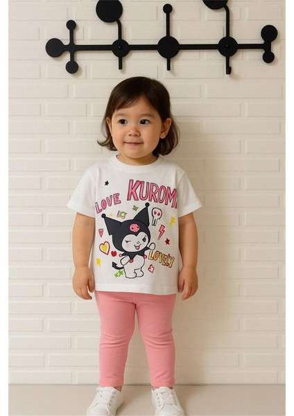 Kız Çocuk Lovely T-Shirt-Taytlı Alt-Üst Takım Pembe