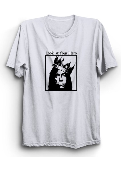 Iggy Pop, Look At Your Hero Baskılı Unisex %100 Pamuk Tişört