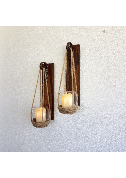 Duvar Dekoru LED Mumlu Ceviz Aplik 2 Li Set, Cafe, Hol, Balkon Dekoru fiyatları