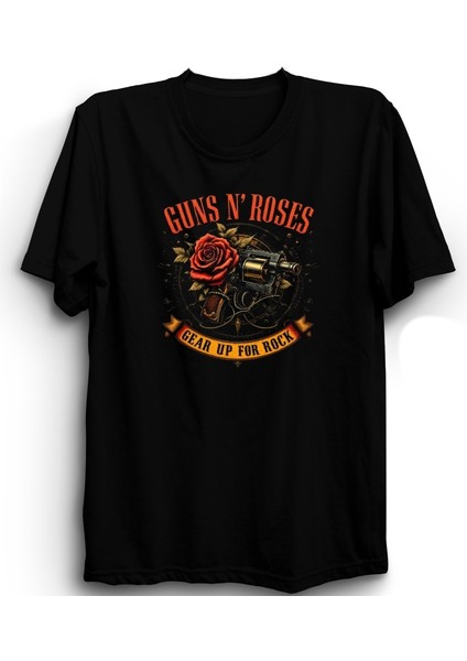 Guns N' Roses, Gear Up For Rock, Rock Metal Müzik Grubu Baskılı %100 Pamuk Tişört