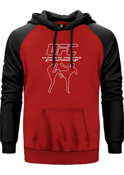 Ufc Kick Kırmızı Renk Reglan Kol Kapşonlu Sweatshirt