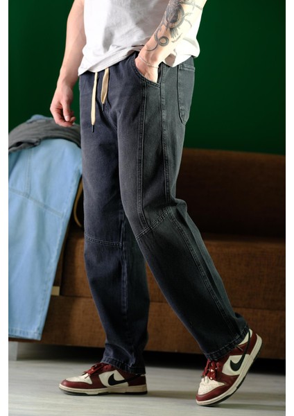 Reax Camilla Beli Lastikli Ipli Düz Paça Rahat Kesim Erkek Jean Pantolon modelleri