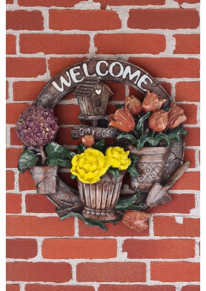 Polyester Welcome Yazılı Saksılı Kapı Süsü Dekoru fiyatları