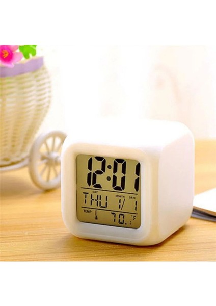LED Dijital Renkli Masa Saati Alarm Termometre Tarih Masaüstü Saat