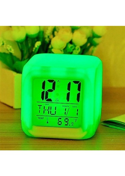 LED Dijital Renkli Masa Saati Alarm Termometre Tarih Masaüstü Saat