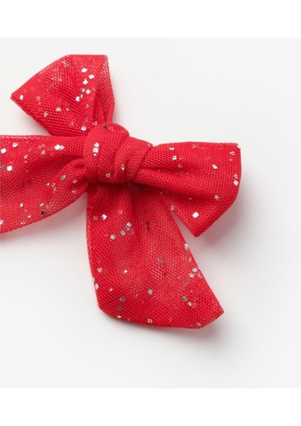 Kırmızı Simli Tül Fiyonk Kız Çocuk Klips Toka fiyatları