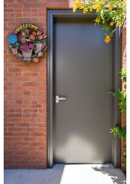 Polyester Welcome Yazılı Saksılı Kapı Süsü Dekoru