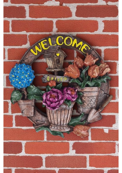 Polyester Welcome Yazılı Saksılı Kapı Süsü Dekoru fiyatları