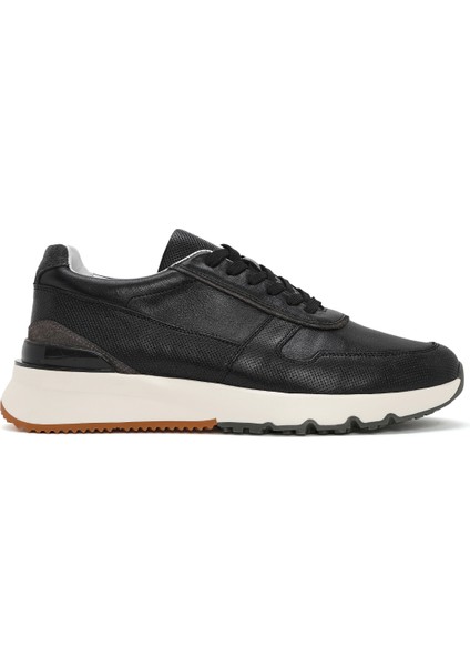 Erkek Siyah Bağcıklı Deri Casual Sneaker 25SFD612018