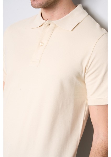4054 Erkek Polo Yaka Penye Pike T-Shirt Taş modelleri