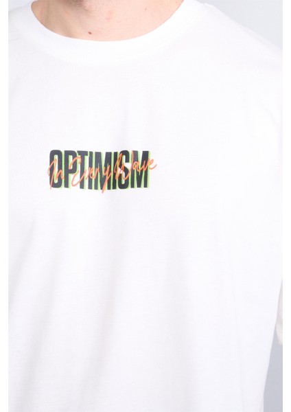 Çetinkaya Chester Polo 3835 Bisiklet Yaka 30/1 Penye Oversize Baskılı T-Shirt Krem modelleri