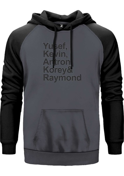 When They See Us Team Names Gri Renk Reglan Kol Kapşonlu Sweatshirt