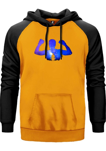 Muhammed Ali Galaksi Sarı Renk Reglan Kol Kapşonlu Sweatshirt