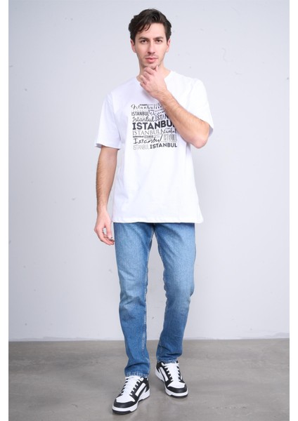 Çetinkaya Mentality 3400 Erkek Bisiklet Yaka Regular Baskılı T-Shirt Beyaz fiyatları
