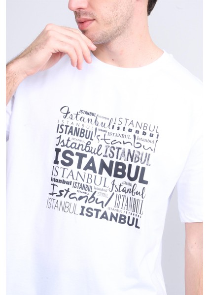 Çetinkaya Mentality 3400 Erkek Bisiklet Yaka Regular Baskılı T-Shirt Beyaz modelleri