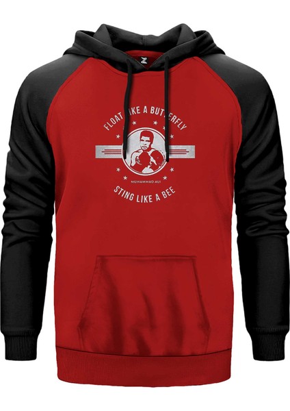 Muhammed Ali Butterfly Kırmızı Renk Reglan Kol Kapşonlu Sweatshirt
