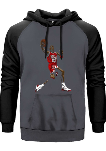 Aır Jordan Grafiti Gri Renk Reglan Kol Kapşonlu Sweatshirt