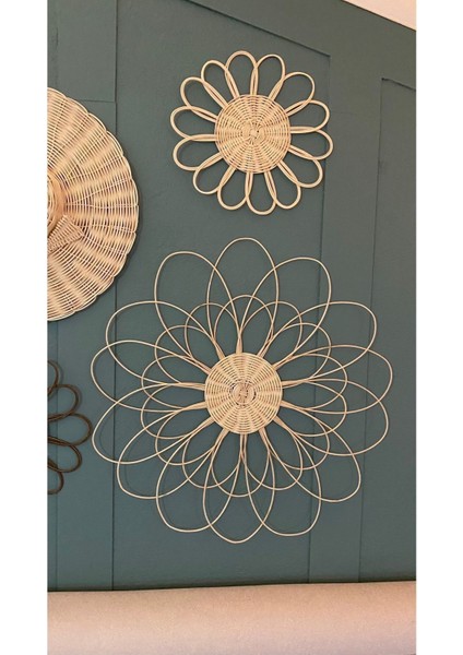 6 Parça Rattan Bambu Hasır Duvar Sepeti Bohem Hasır Duvar Süsü