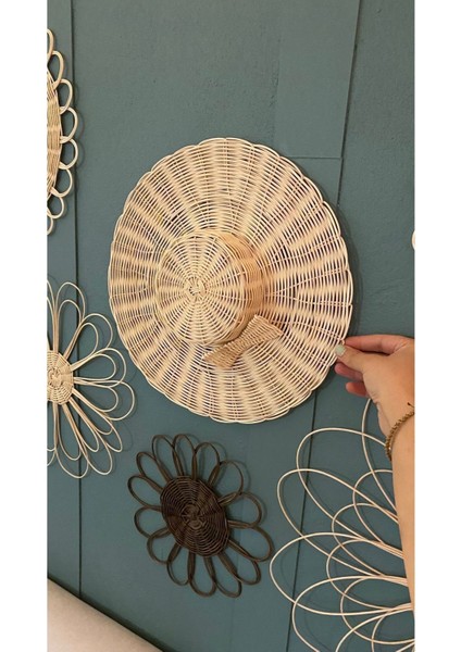 6 Parça Rattan Bambu Hasır Duvar Sepeti Bohem Hasır Duvar Süsü