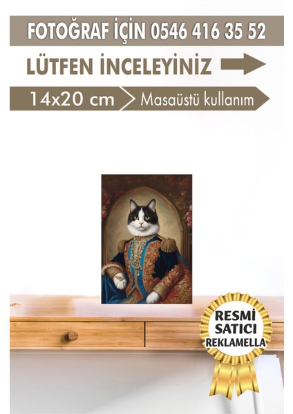 No:8 Kişiye Özel Tasarım Evcil Hayvan Tablosu Patili Hediyelik Kraliyet Kıyafetli Portresi