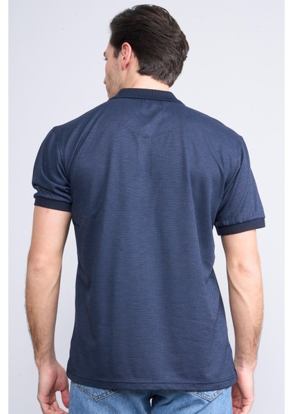 4004 Erkek Polo Yaka Puantiyeli T-Shirt Lacivert-Mavi fırsatları