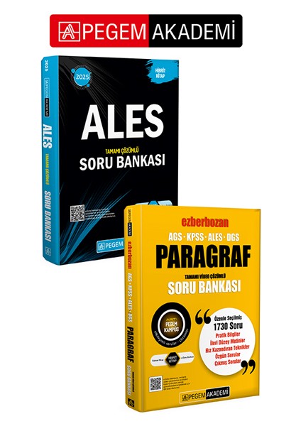 PEGEM AKADEMİ 2025 ALES Tamamı Çözümlü Soru Bankası + AGS-KPSS-AL